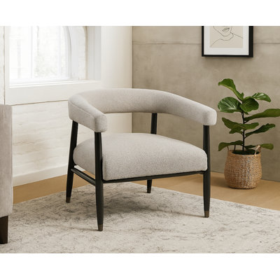 Cowen Arm Chair In Boucle Fabric With Mid-century Space Black Wood Frame