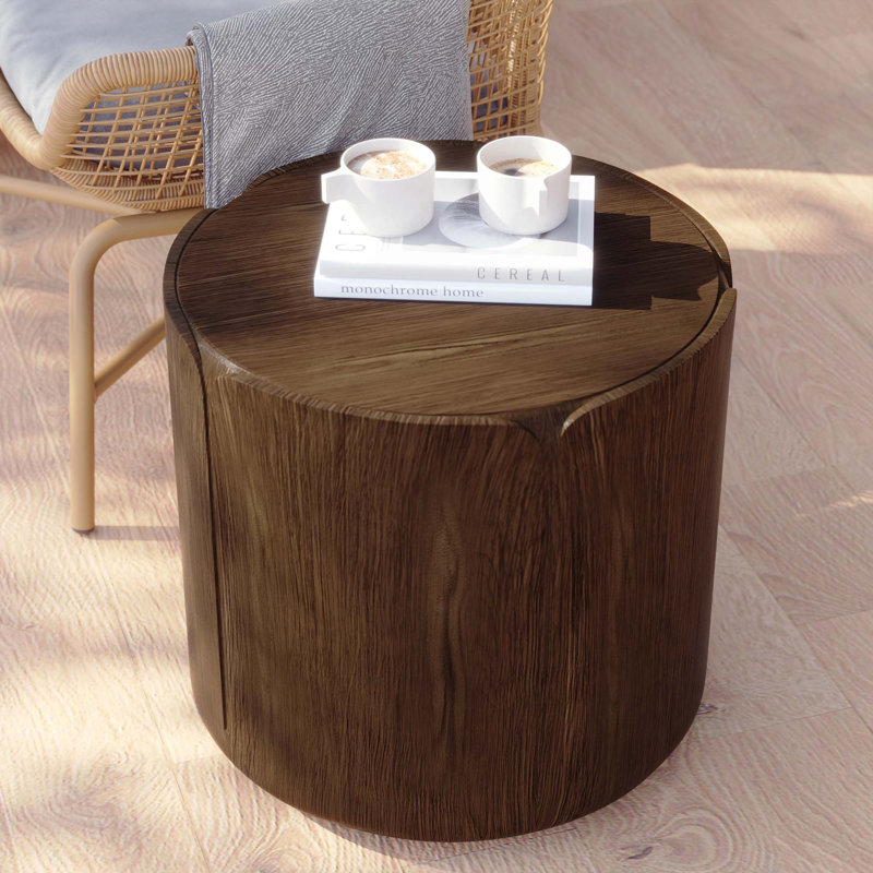 Table basse ronde imperméable Modern MGO (oxyde de magnésium), Brun