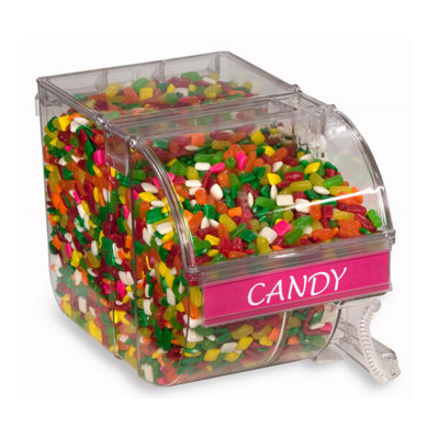 3 Gallon 8 x 8 x 13" Acrylic Candy Bin w/ Scoop Label Holder