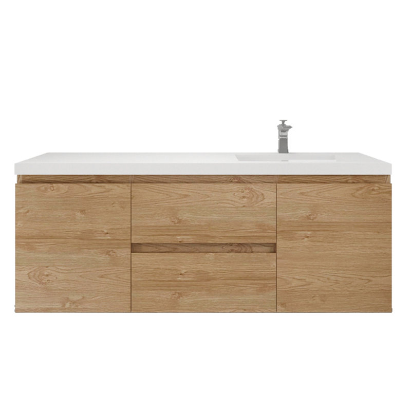 Single Bathroom Vanity with Acrylic Top, Oak