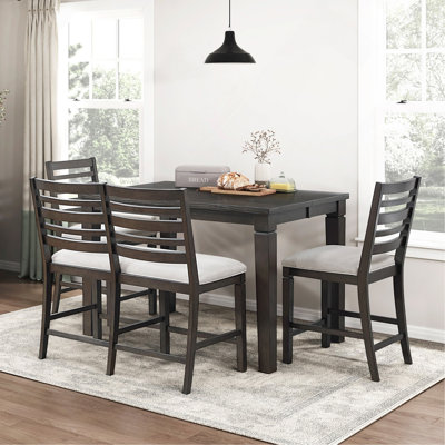 Dining Set 4-Piece Classic, Counter Height Extendable, Dark Espresso Wooden, With Bench, Upholstered, Dining Room Furniture