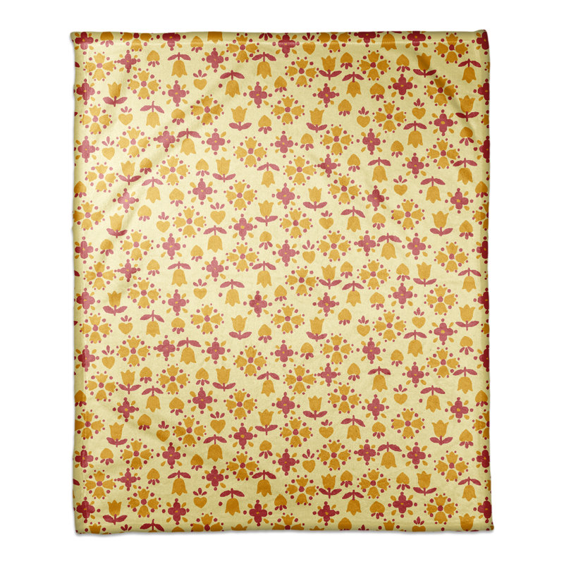  Couverture à motif tulipe, Jaune