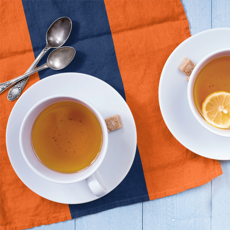 Stripe Tea Towel Kitchen Towel, Poly Twill, Orange/Navy Blue Baseball