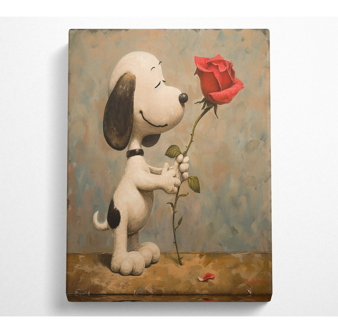 Snoopy Rose Leinwanddruck