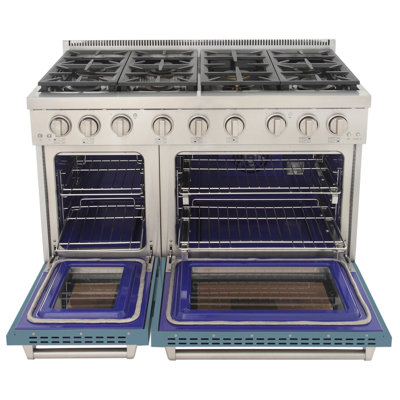 48 in. 6.7 cu. ft. Natural Gas Range Two Ovens in Olive Green with True Simmer Burners