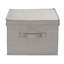 Fabric Storage Bins, Soft Poly Linen with Sturdy Sides, Attached Handle and Fully Removable Lid-2121284-2121287