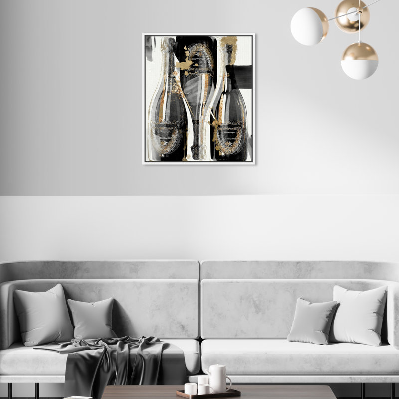 «Gold Showers», peinture sur toile, H 21 po x l 17 po, Cadre flottant blanc