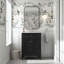 Meuble-lavabo avec lavabo en céramique, deux portes à fermeture amortie, tiroirs et rangements de porte basculants, noir-1702731330