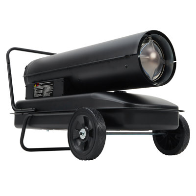 Chauffage d'appoint portatif au kérosène à air pulsé de 175 000 BTU, réservoir de 51 litres avec thermostat, chauffage diesel robuste sur roues pour entrepôt, atelier et chantier, noir