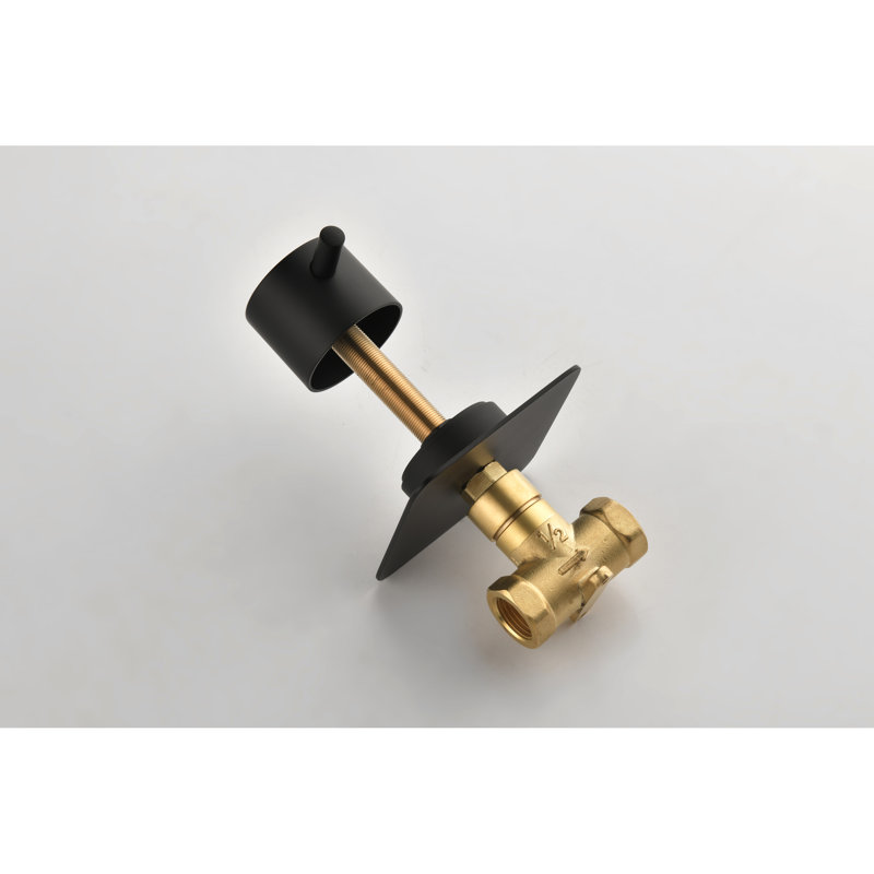Matte Black Shower Volume Control Valve - 3/4" Cast Metal, Brass. Extra High Flow, Adjustable Handle, Precise Temp Control, Build Brass Specification Black, Temperature Management,