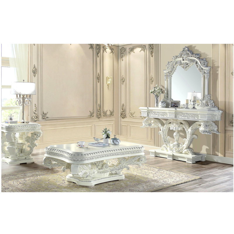 Table de bout carrée blanche antique