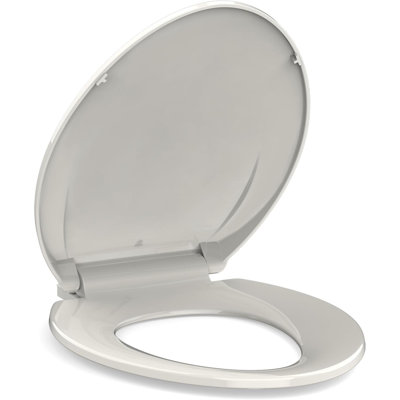 Siège de toilette allongé, siège de toilette à dégagement rapide et fixation rapide, siège de toilette en plastique à fermeture douce, facile à installer et à nettoyer - biscuit