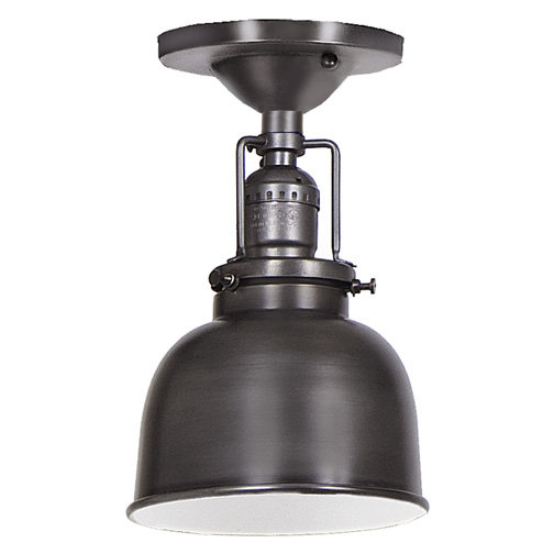 Gun Metal Semi Flush Mount Light with Metal Shade