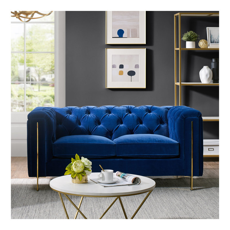 Causeuse en velours Charlene - Bleu, Bleu