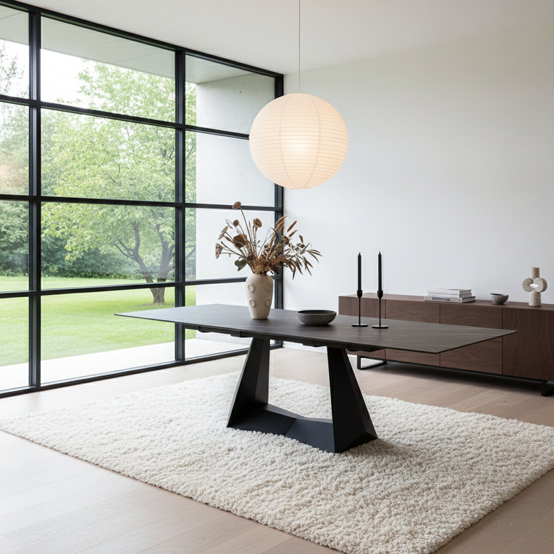 Extendable Metal Base Dining Table