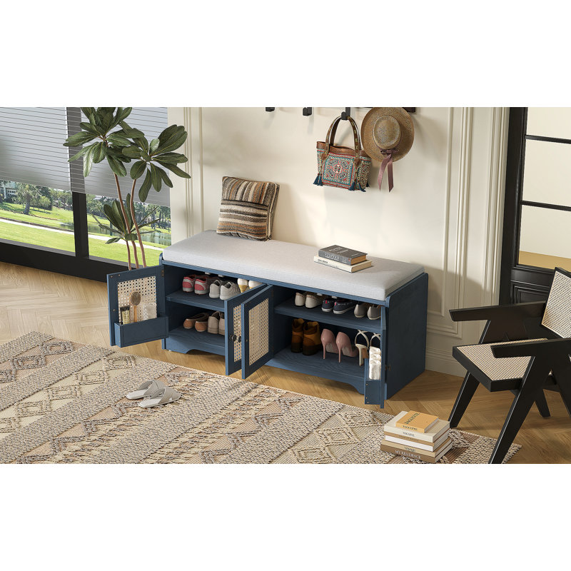 Banc de rangement Rustic, Antique Navy