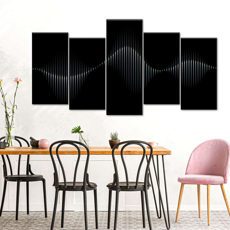 Onde sonore - Impression sur toile tendue 5 pièces, H 33 po x l 66 po