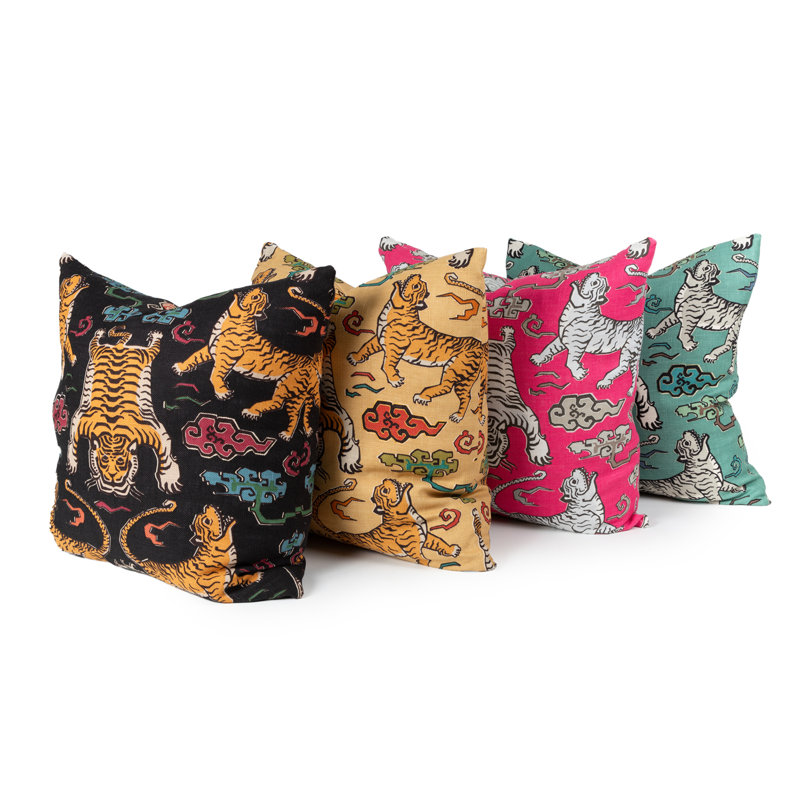 Tiger Land Animal Print Cotton Blend Reversible Throw Pillow, Black