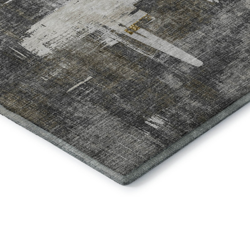 Tapis gris lavable à la machine de qualité supérieure Mayfield, Rectangle 5 pi x 7 pi 6 po