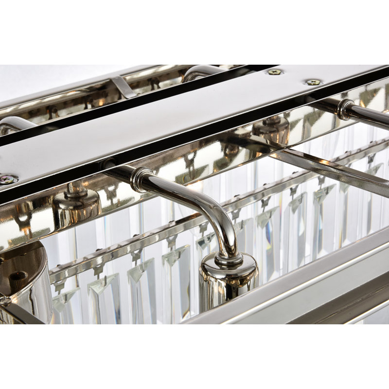 Yazmin 12 - Light Kitchen Island Pendant, Clear, Polished Nickel, 18" H x 60" W x 14" D