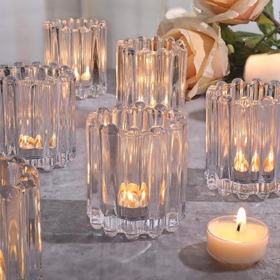 6 porte-bougies votives en verre transparent