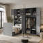 Lit escamotable double avec armoire, rangement et tablettes DEL-688181988