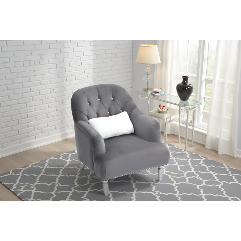 Barcelos Gray Velvet Chair,  Gray Velvet
