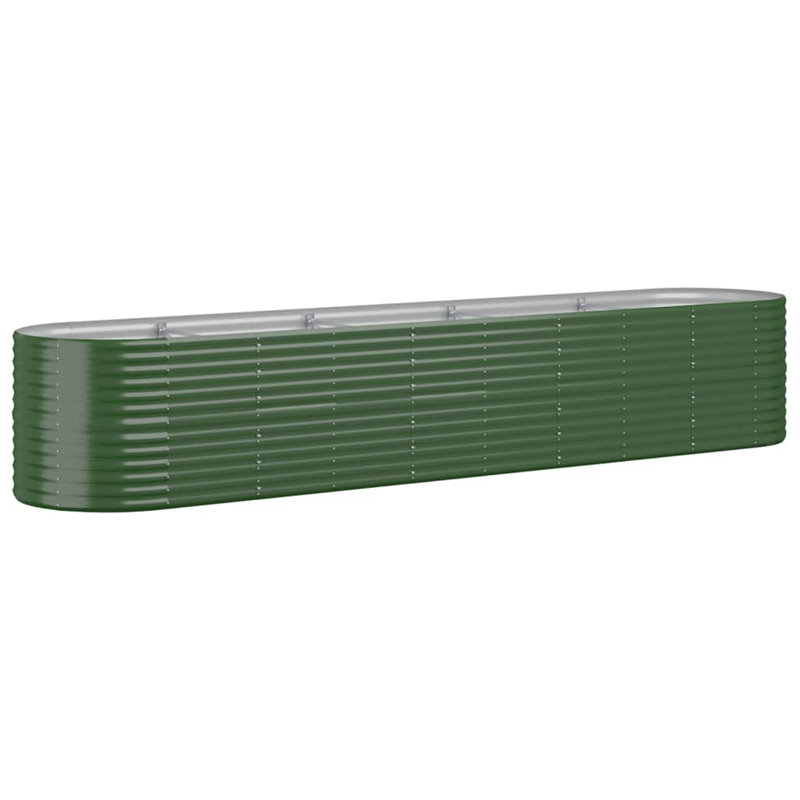 Garden Raised Bed Powder-coated Steel, Green, 26.77" H x 144.88" W x 31.50" D