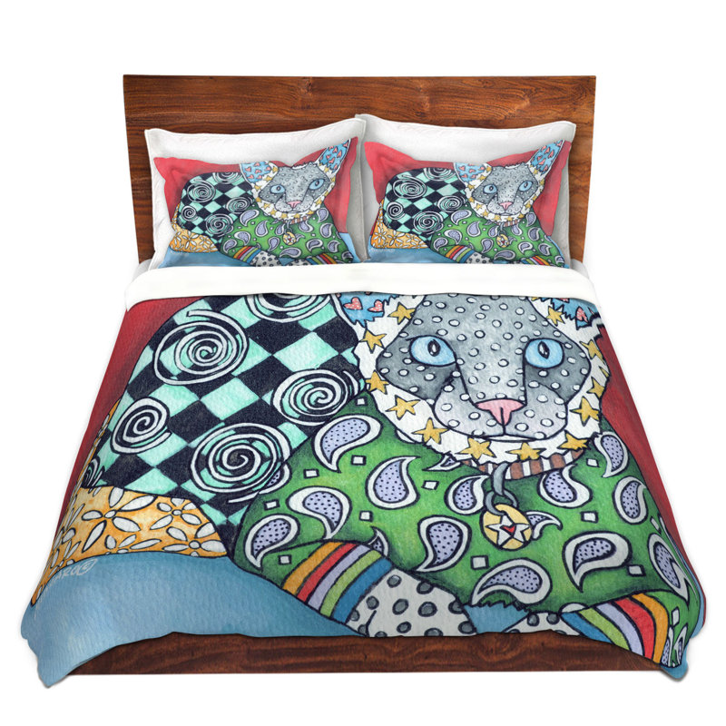 Ensemble de housse de couette pour chat siamois, 1 housse simple + 1 taie standard