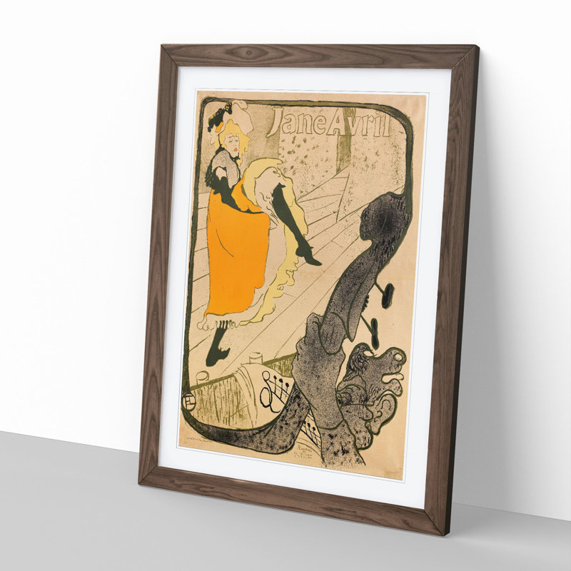 Jane Avril Vol.2 by Henri De Toulouse-Lautrec - Picture Frame Painting, 90cm H x 65cm W x 2cm D, Walnut