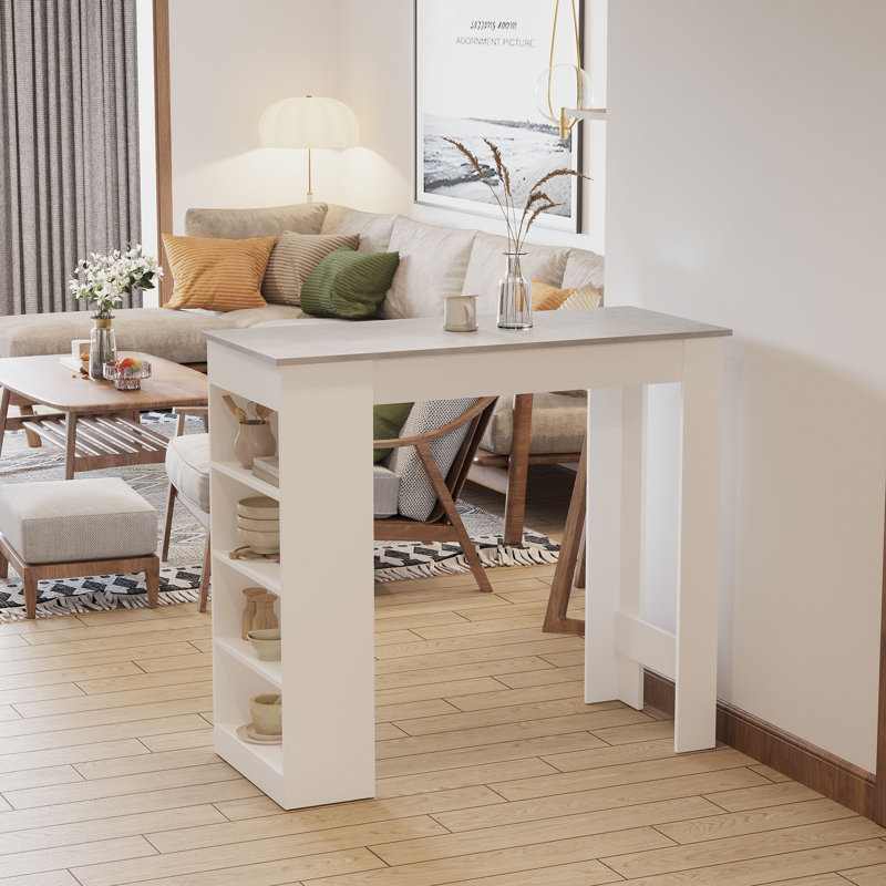 Rectangular Wood Outdoor Bar Table , cm W 50cm cm D, Grey/White