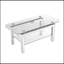 Table basse rectangulaire en verre trempé pour le salon, table basse pour la salle d'attente, table basse d'appoint moderne avec pieds en miroir en acier inoxydable, plateau de table en verre avec tablette inférieure, H 18 po, argent