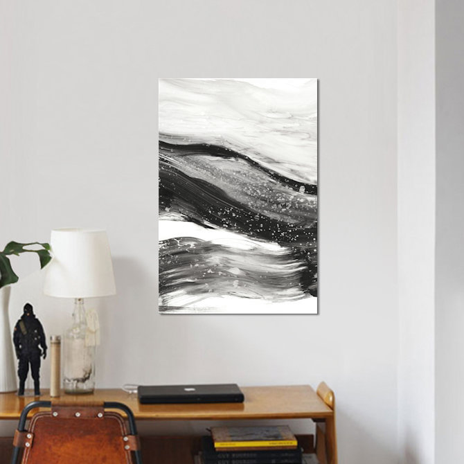 « black ondulations i », reproduction sur toile tendue, H 12 po x l 8 po x P 0,75 po, Toile tendue, Pas de tapis