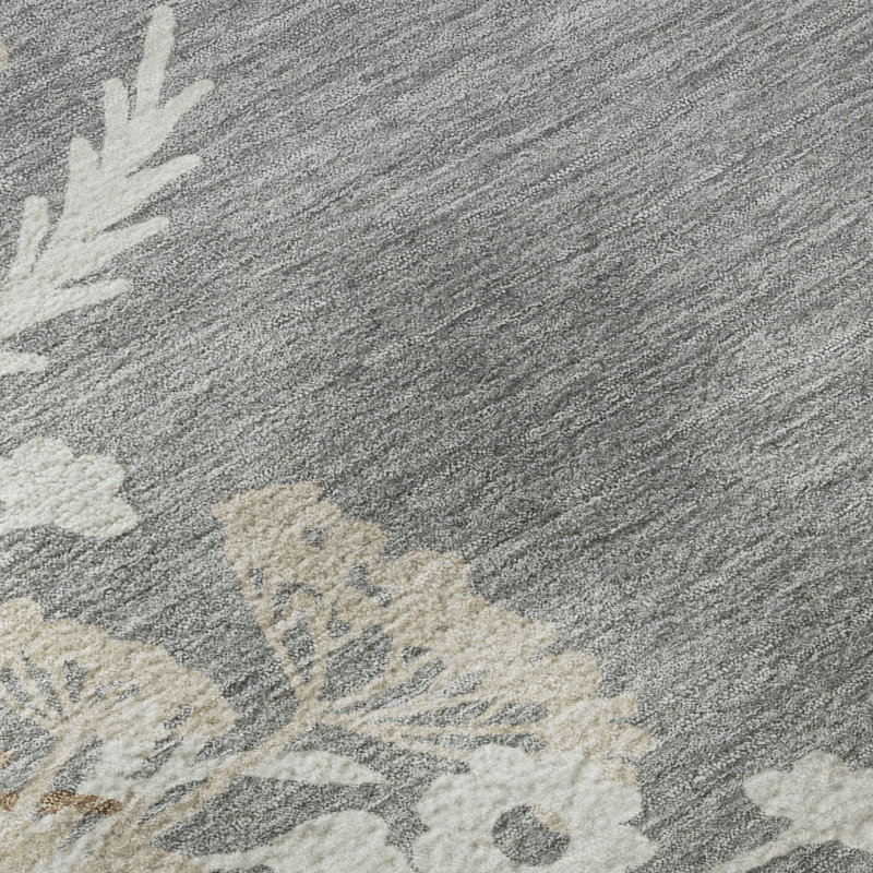 Tapis floral lavable à la machine de qualité supérieure Mayfield AMF2334, Grey, 2 pi 6 po x 3 pi 10 po