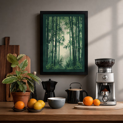 Misty Bamboo Grove Japandi - Framed Print