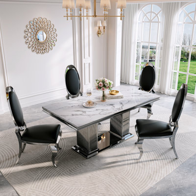 Double Pedestal Dining Table Set