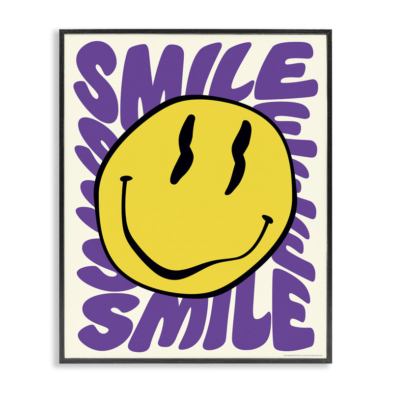 «Groovy Smile», estampe numérique par Reinders, Giclée encadrée noir minuit, H 20 po x l 16 po