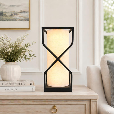 12.2'' H Linen Shade Nightstand Lamp USB-C & USB-A Charging