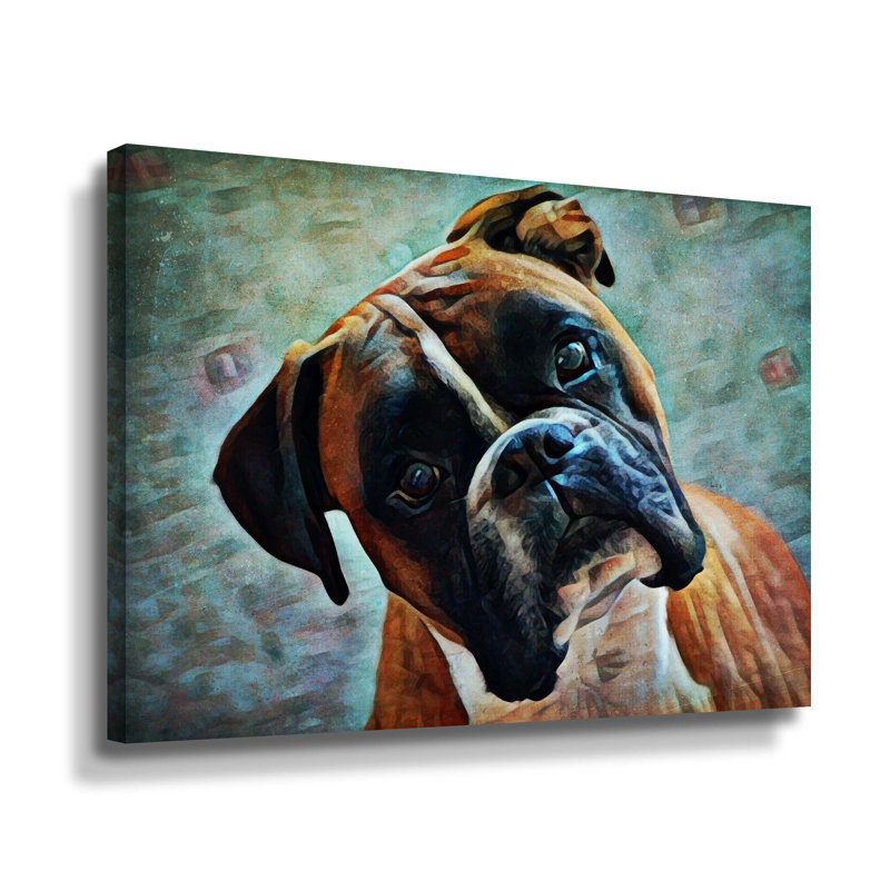«German Boxer Intrigue» par Aldridge, impression sur toile, Toile tendue, H 8 po x l 10 po x P 2 po