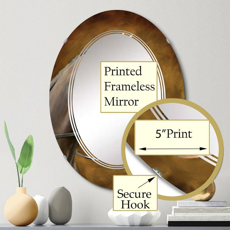 Portrait d'une maison brune - Miroir mural traditionnel ovale, 30 po x 20 po