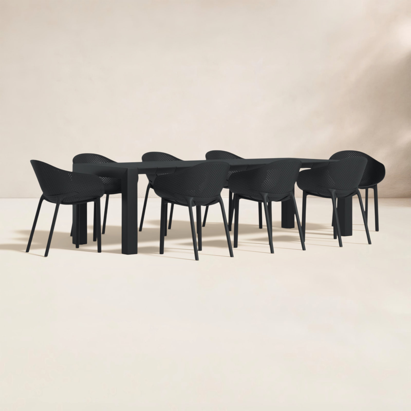 Farrah 102" Patio Dining Set, Black