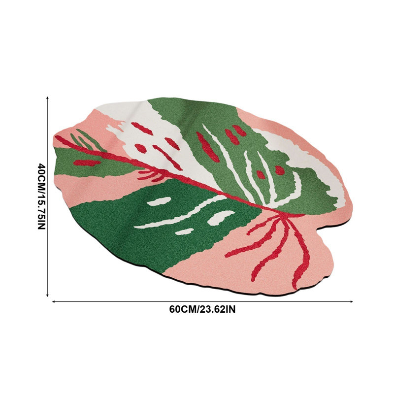 floor mats Irregular Leaf Shaped Bathroom MatCreative Simulated Leaf Bath RugSoft Absorbent  Dry Floor Mat Non-Washable Stylish Decorative Shower Mat