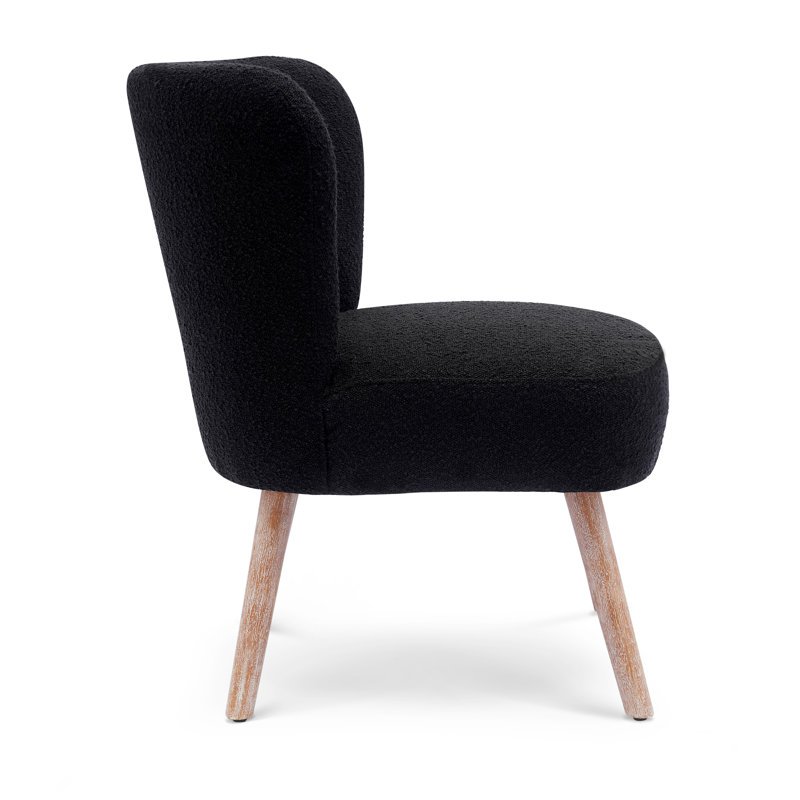 Upholstered Side Chair, Black Polyester Blend