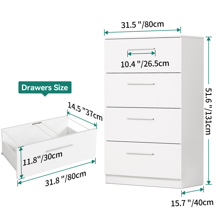 Nido 16W 4-Drawers Wood Storage File Cabinet with Lock The Twillery Co. Color: White