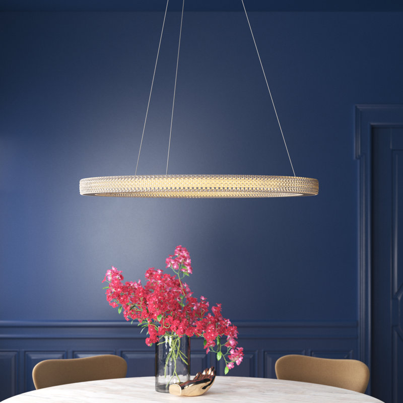 1 - Light Antique Gold LED Crystal Pendant, 4cm H x 80cm W x 80cm D