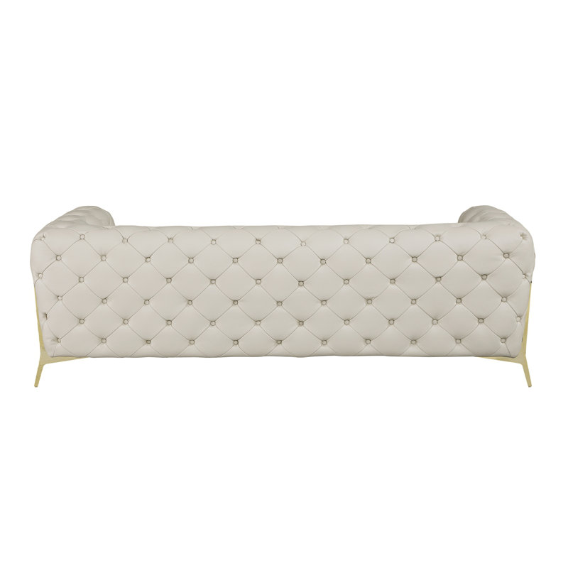 Canapé rembourré 100% cuir italien transitionnel, Cuir beige