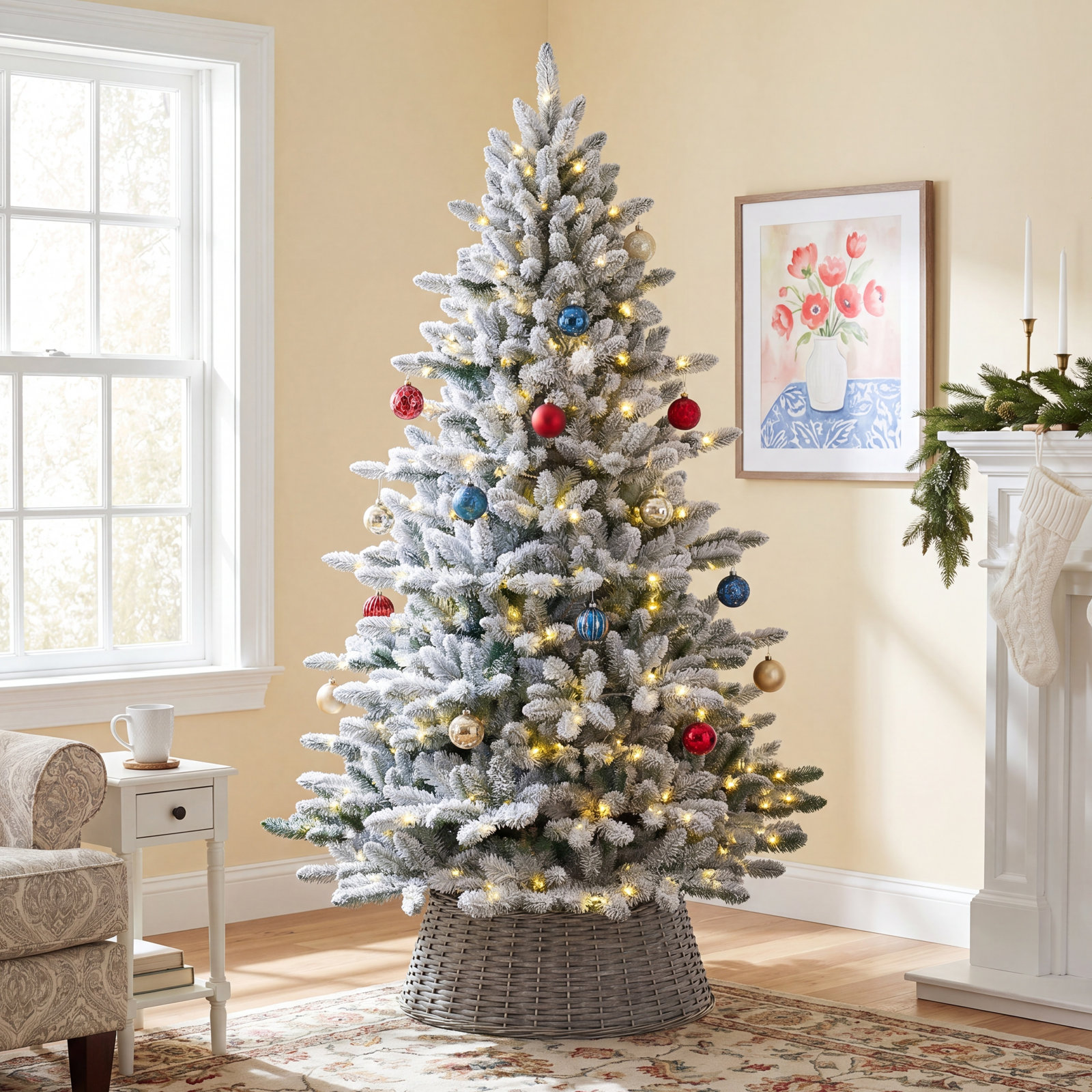 90' Artificial Pine Christmas Tree with Color & Clear Lights