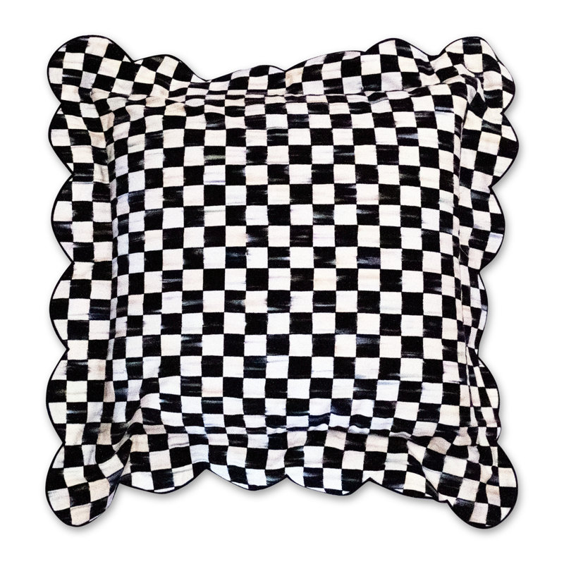 Courtly Check Reversible Scalloped Pillow, Square 20"