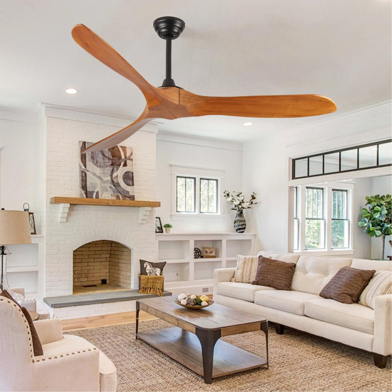 Ventilateur de plafond en bois de 60 pouces sans lumière sans lumières pour les patios