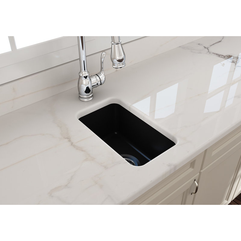 12'' L Fireclay Kitchen Sink, Matte Black
